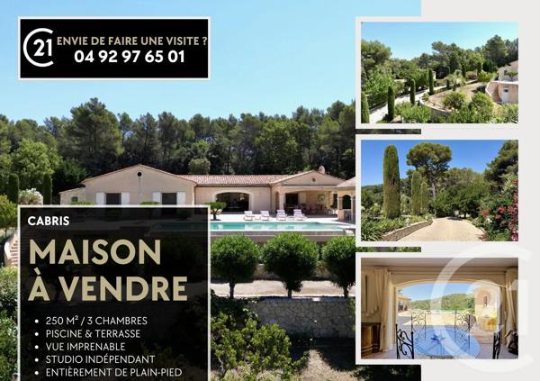 Maison à vendre  8 pièces - 250 m 2   CABRIS  - 06