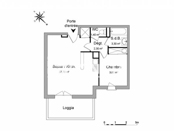 Location Appartement 2 pièces 44.55 m² - 91 RUE GERRY ROUFS Beziers 34500