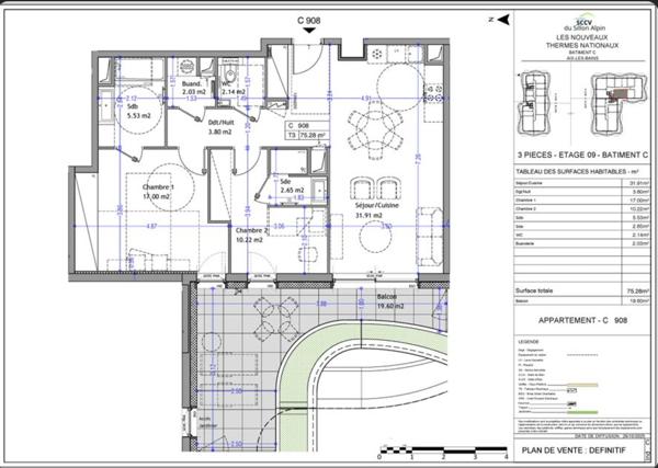 Appartement à vendre 3 pièces ,Le parfait équilibre entre espace, nature et modernité, AIX LES BAINS (73)