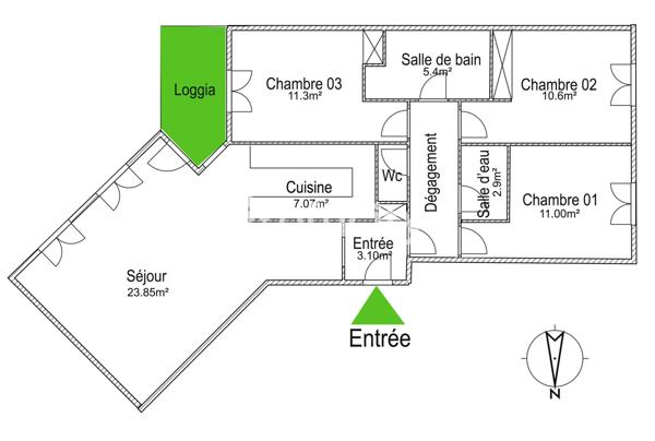 Appartement 4 pièces - 83 m²