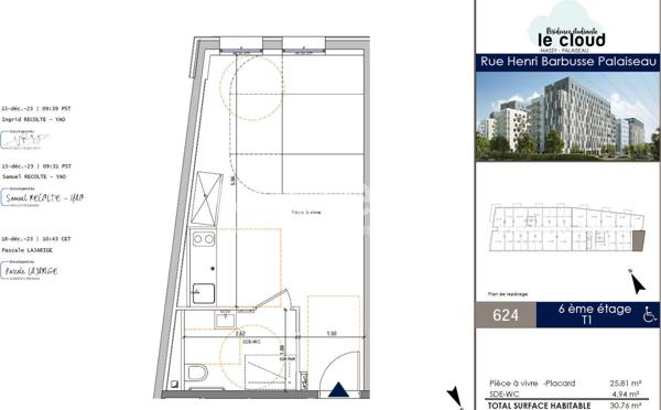 Nestenn Igny - Résidence étudiante 'Le Cloud' à Palaiseau : Superbe studio de 30 m² proche des commerces et proche de la gare Massy-Palaiseau - Parking au sous-sol - idéal investisseur
