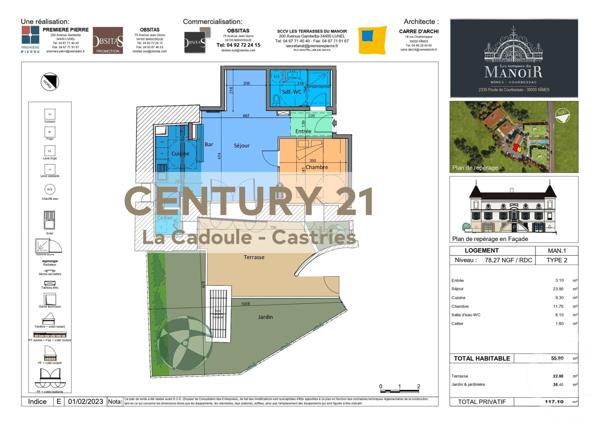 Appartement T2 à vendre  2 pièces - 55,90 m2 NIMES - 30
