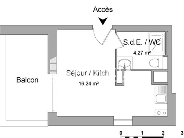 Location Studio meublé 20.51 m² - 27A RUE DE LATTRE DE TASSIGNY Schiltigheim 67300