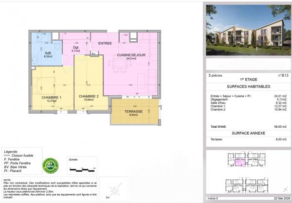 Valbonne – Élégant appartement neuf 3 pièces entouré de nature