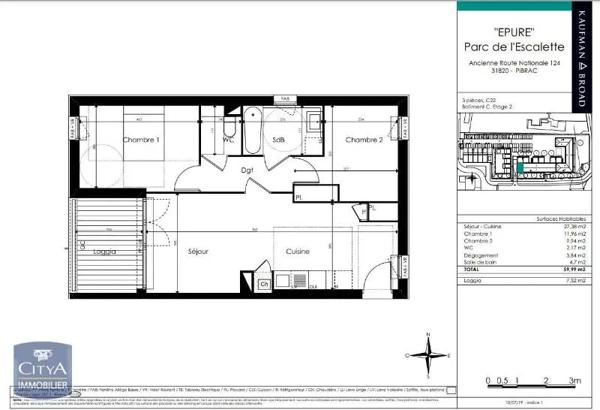 Appartement à louer 3 pièces 59.99m² Pibrac (31820)
