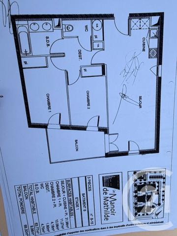 Appartement F3 à vendre  3 pièces - 63,77 m2 LE MANS - 72