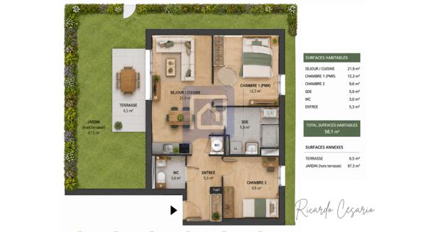 Appartement 3 pièces, Comme une maison, avec les avantages d'un appartement