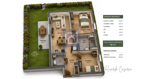 Appartement 3 pièces, Comme une maison, avec les avantages d'un appartement
