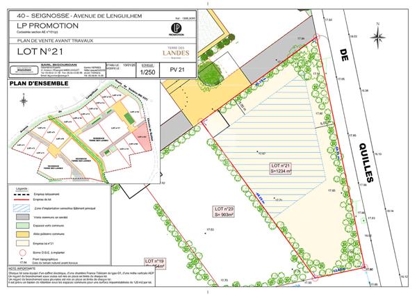 SEIGNOSSE BOURG ? Terrain à bâtir de 1 234 m²