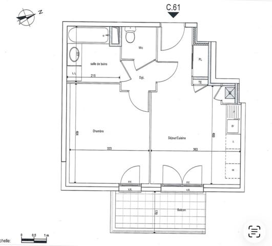 Appartement T2 - 38m² très lumineux avec balcon - LYON 7EME