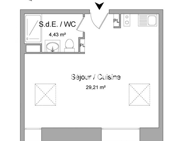 Location Studio 33.64 m² - 66 RUE NOTRE DAME Saint Brieuc 22000
