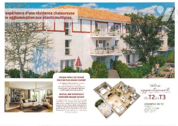 URGENT - PRIMO ACCEDANT A SAISIR APPT T2 EN VEFA A SAINT MARTIN DE SEIGNANX  de 189.000€ à 200.000€