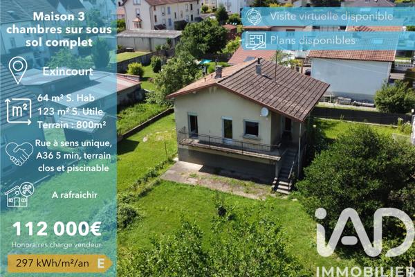 Maison à vendre 4 pièces 64 m² Exincourt