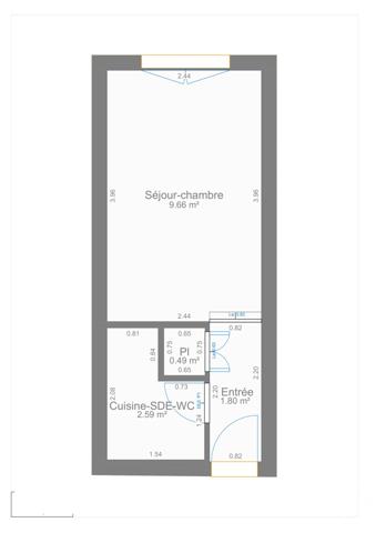 Appartement F1 à vendre  1 pièce - 14,54 m2 PARIS - 75020