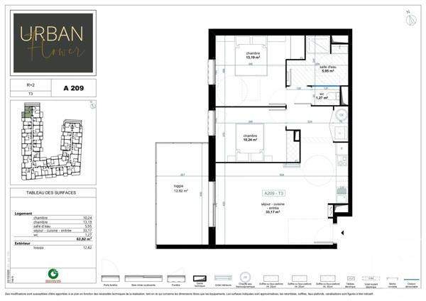 Appartement F3 à vendre  3 pièces - 63,82 m2 NARBONNE - 11