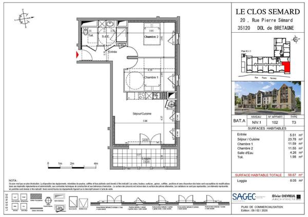 Appartement 3 pièces                                        - 35120 Dol-de-Bretagne - Gare Réf : 130213