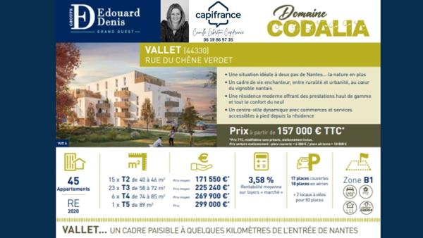 appartement à vendre 3 pièces VALLET (44)