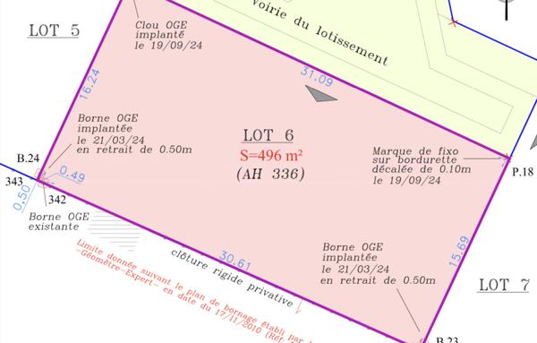 Terrain à bâtir viabilisé 496 m2 à Salles