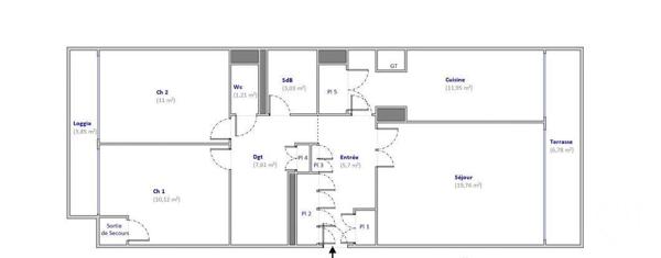 Appartement T3 à vendre  3 pièces - 73,41 m2 LYON - 69009