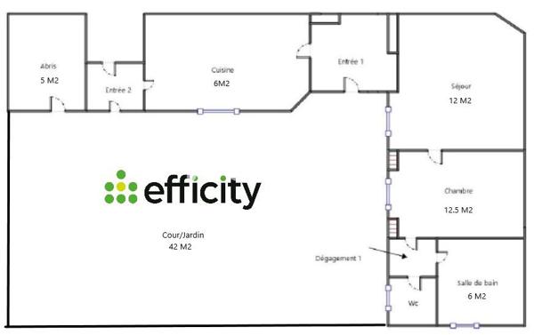 Appartement 2 pièces - 40 m² Exclusivité efficity