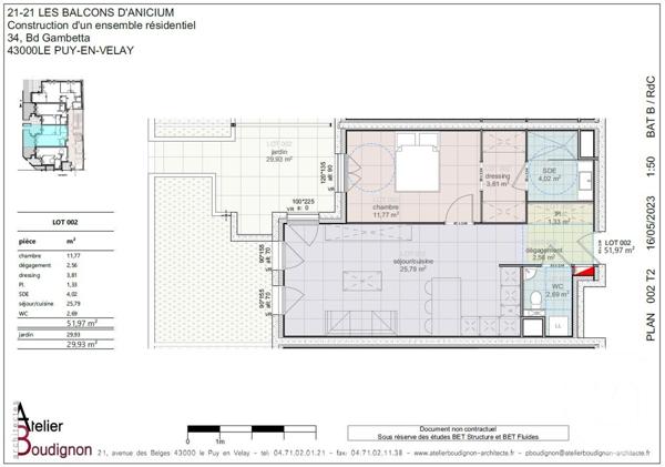 Appartement T2 à vendre  3 pièces - 51,97 m2 LE PUY EN VELAY - 43