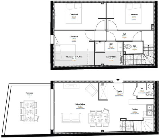 Lyon 6 - Bellecombe - Duplex neuf avec terrasse – 3 Chambres