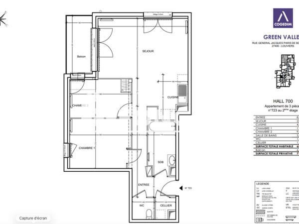 Location Appartement 3 pièces 65.29 m² - Louviers 27400