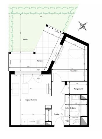 Appartement neuf T2 à vendre BOIS GUILLAUME (76) surface 49.17 m2 + terrasse/jardin 31.00 m2 + park s-sol