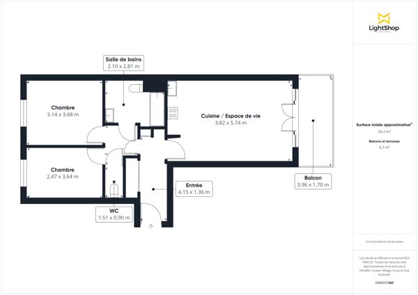 Appartement 3 pièces lumineux avec balcon et parking - Immeuble récent - Proche RER