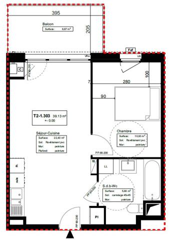 Appartement Mainvilliers 39.13 m²