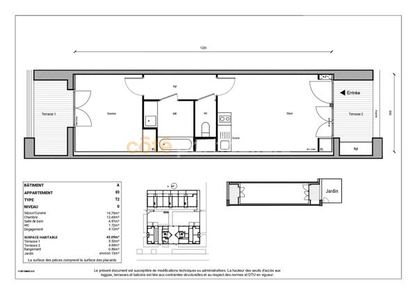 Vente Appartement43,09 m² - 2 Pièces - GIF SUR YVETTE (91190)