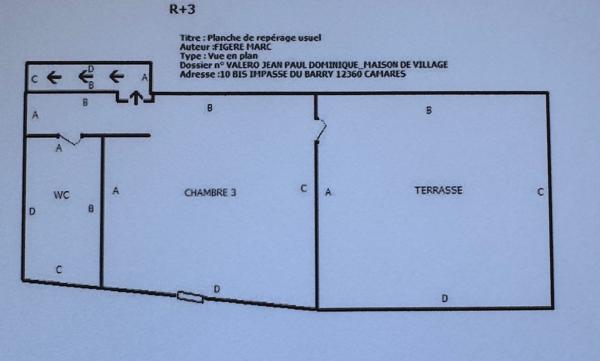 Camarès (12360) Maison village T3 mezzanine et terrasse