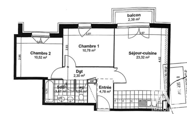 Appartement à vendre 3 pièces 57,15 m² Argenteuil