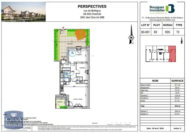 Appartement à louer 3 pièces 63.6m² Chartres (28000)