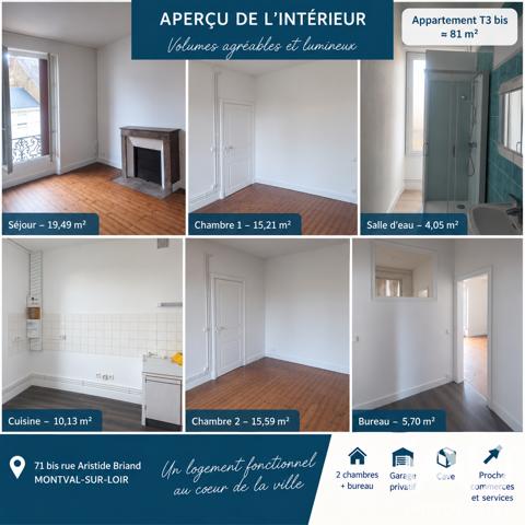 Location appartement 3 pièces 81,83 m² Montval-sur-Loir