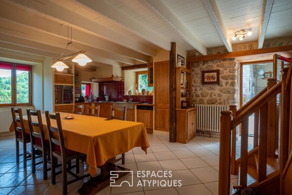 Ancienne ferme en pierre rénovée, piscine, vergers, vue panoramique