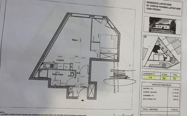 Appartement à louer    1 pièce •  Pessac