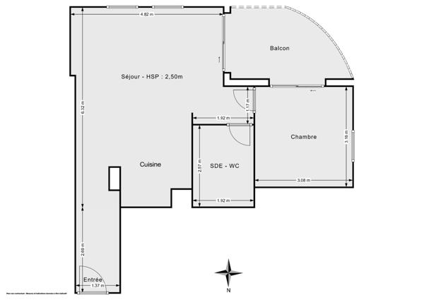 Superbe T2 - 48 m² avec balcon de 14 m²