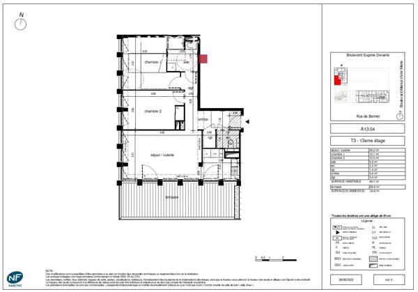 LYON – appartement luxe neuf 3 pièces, grande terrasse panoramique SUD, parking