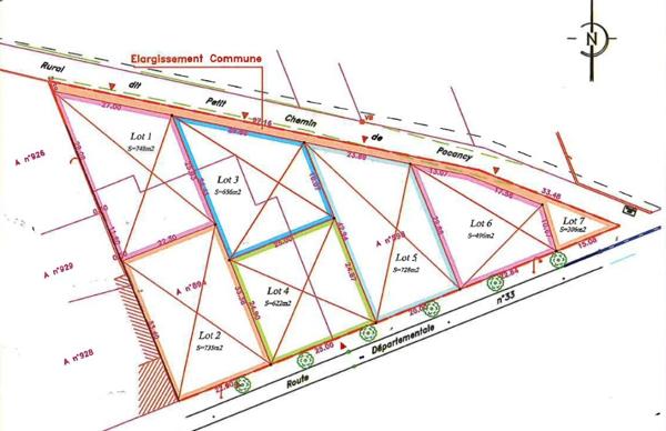 Terrain à bâtir à vendre Thibie dans la Marne (51) divisé en 6 lots,
A VENDRE LOT  n°2
