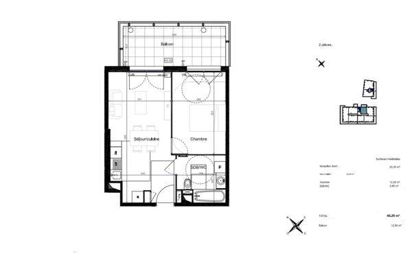 T2 lumineux de plus de 40 m² avec terrasse offrant une vue dégagée sur le bassin de Thau