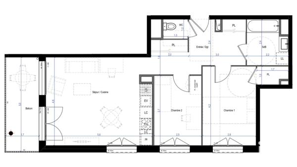 Appartement à vendre 3 pièces 65 m² Le Pont-de-Claix