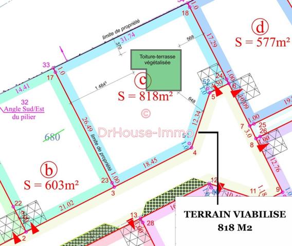 Terrain à vendre de 818 m²