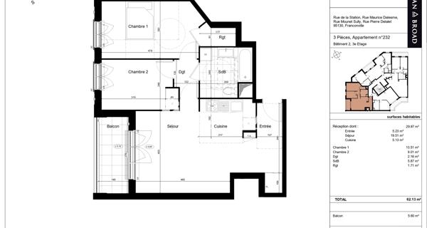 Location Appartement 3 pièces 62.13 m² - Franconville 95130