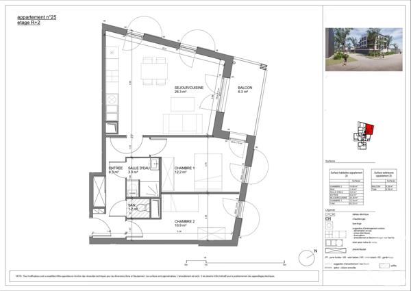 Appartement T3 à vendre  3 pièces - 62,23 m2 BIGANOS - 33
