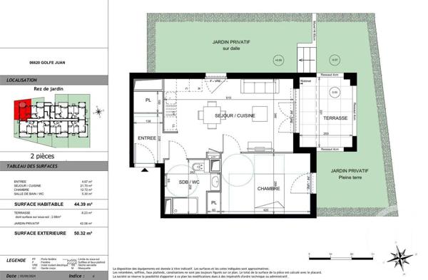 Appartement F2 à vendre  2 pièces - 44,39 m2 LE GOLFE JUAN - 06