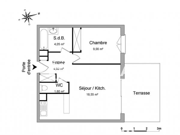 Location Appartement 2 pièces 37.2 m² - 26 RUE DU CHEMIN VERT Pau 64000