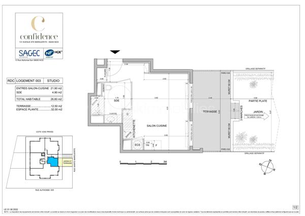 Appartement de 26,80 m²