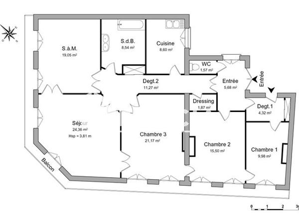 Location Appartement 5 pièces 131.9 m² - 30 R.ALSACE-25 R.LAFAYETTE Toulouse 31000