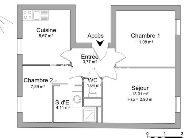 Location Appartement 3 pièces 49.1 m² - 36 RUE DU GENERAL HULOT Nancy 54000